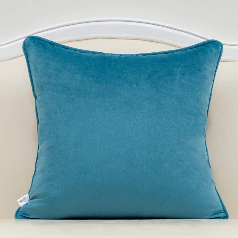 Alerfa 20 x 20 Inch Square Leaf Pillow Embroidery Cut Velvet Cushion Case Luxury Modern Lumbar Throw Pillow Cover Decorative Pillow for Couch Sofa Living Room Bedroom Car, Navy Blue - Image 2
